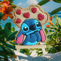 🍪 Biscuit Stitch – Amoureux avec cœurs – Thème Lilo & Stitch