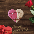 🍪 Biscuit Cœur Oiseau – Thème Saint-Valentin