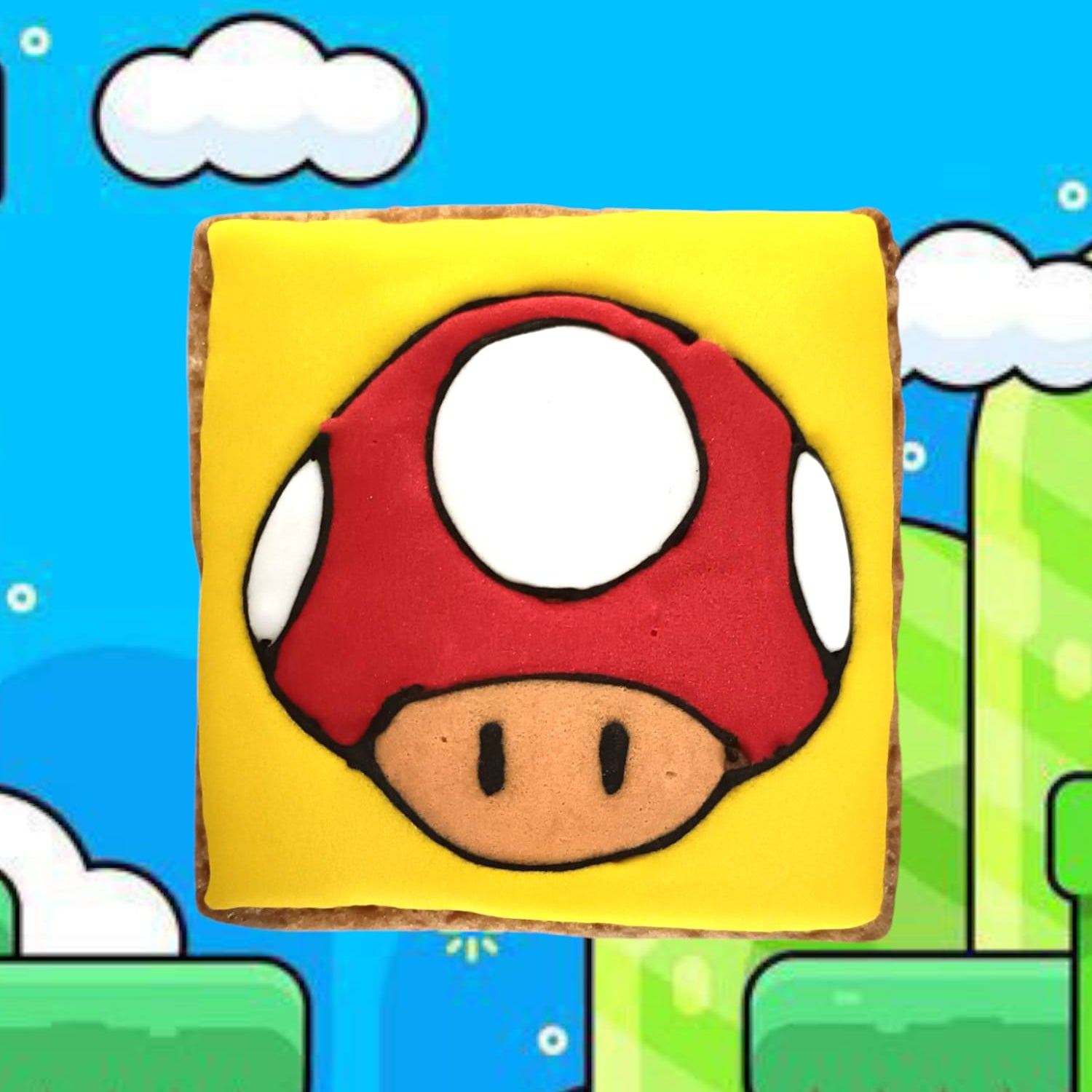 Biscuit carré champignon rouge mario